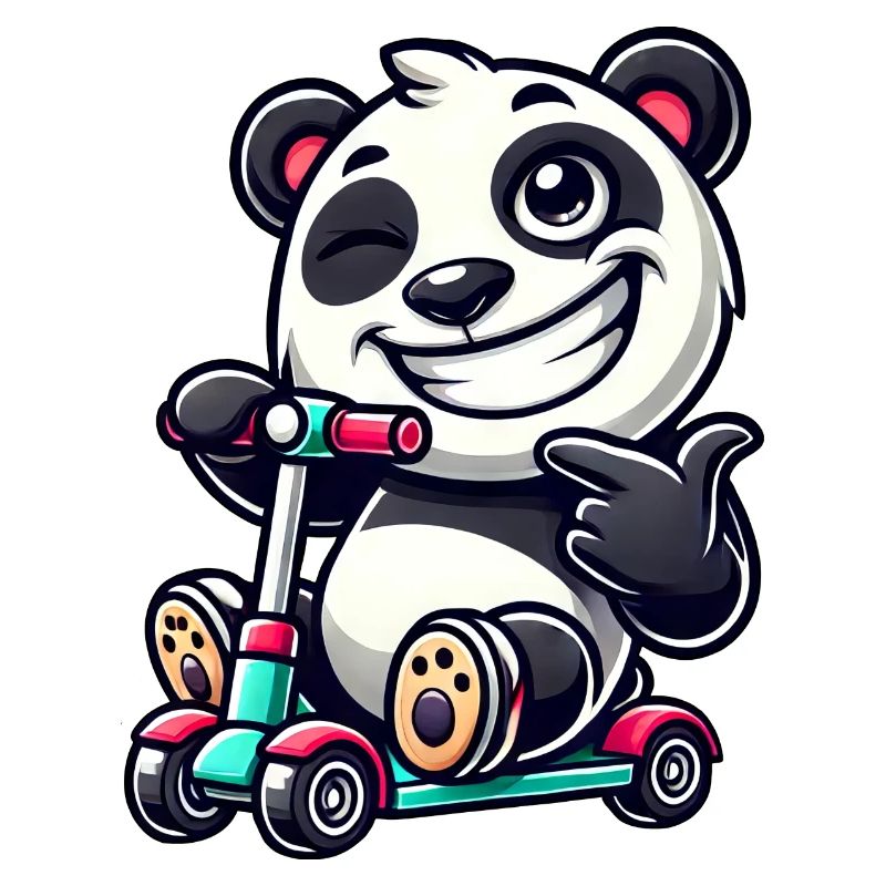 Panda Roller Scooter Dessin animé Cool