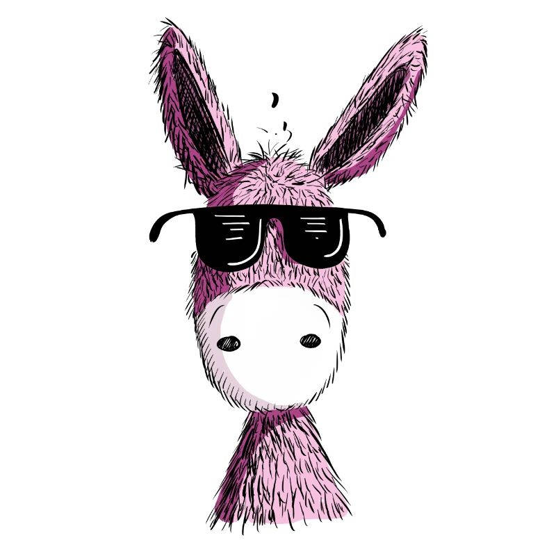 Cooler Pinker Esel mit Sonnenbrille I Muli I Fun