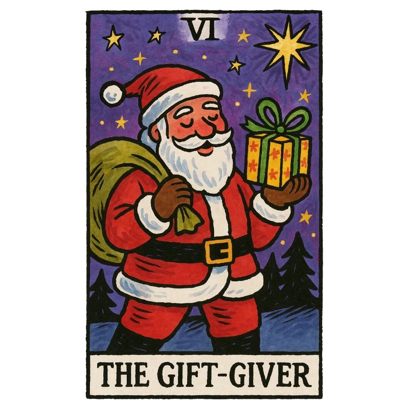 Weihnachtsmann-Geschenkgeber-Tarot-Kunstdesign
