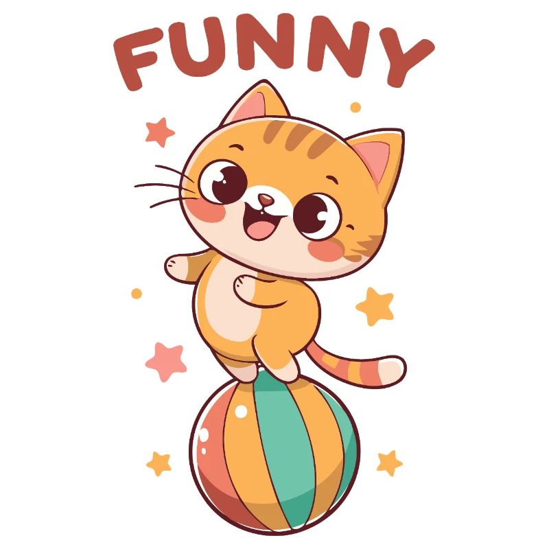 Mischievous Cat on Rainbow Ball