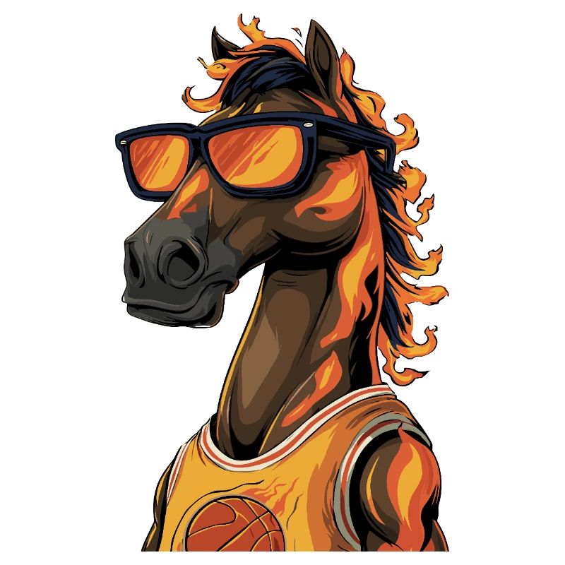 Cheval de feu avec lunettes de soleil