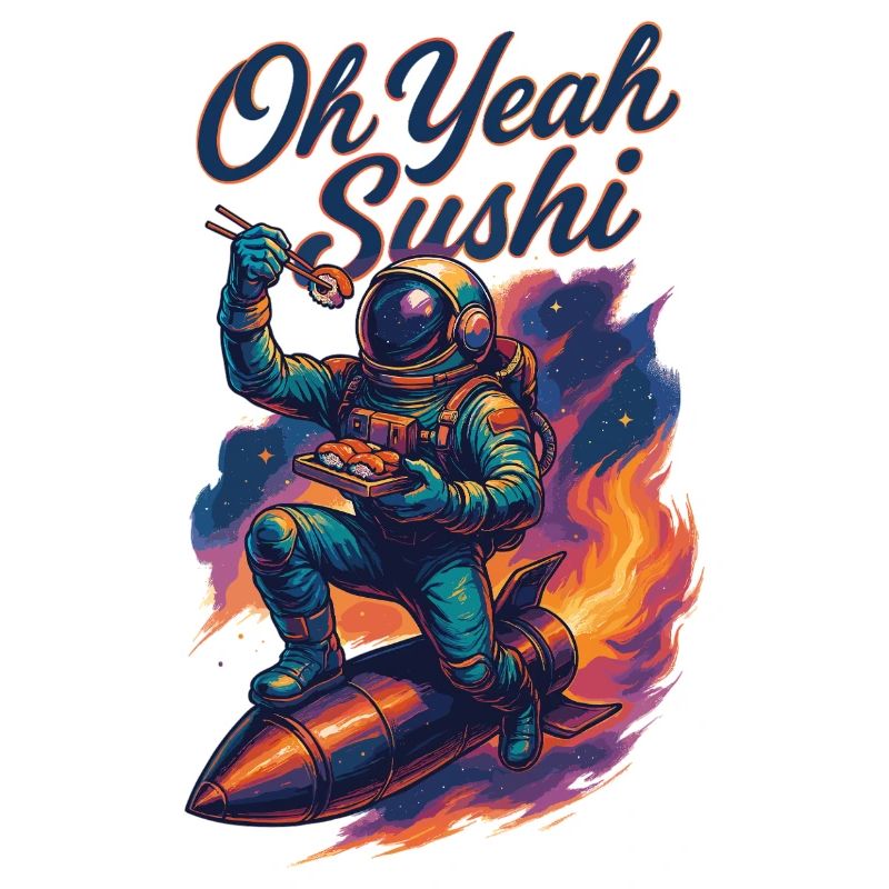 Astronaut on Rocket: Oh yes Sushi Galaxy Design