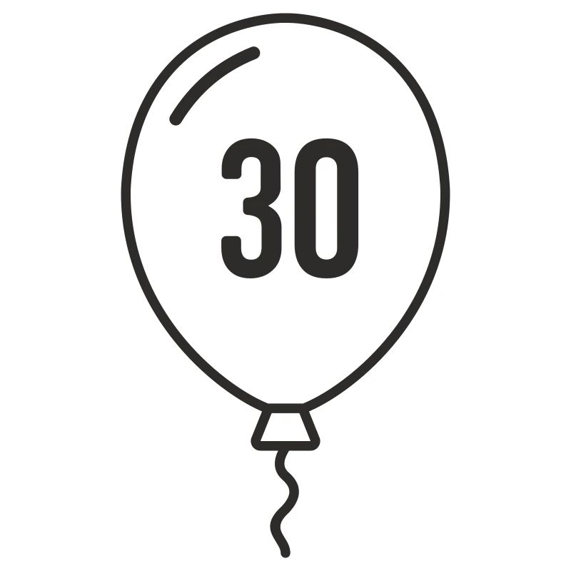 Ballon numéro 30 – Conception d’anniversaire rond