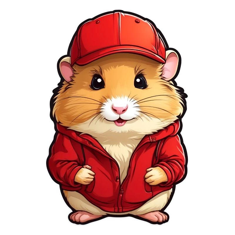 Süßer Goldhamster mit Jacke und Kappe