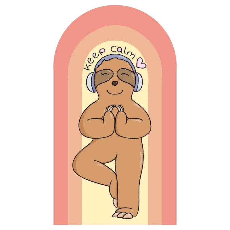 Sloth does yoga - keep calm (boho style)
