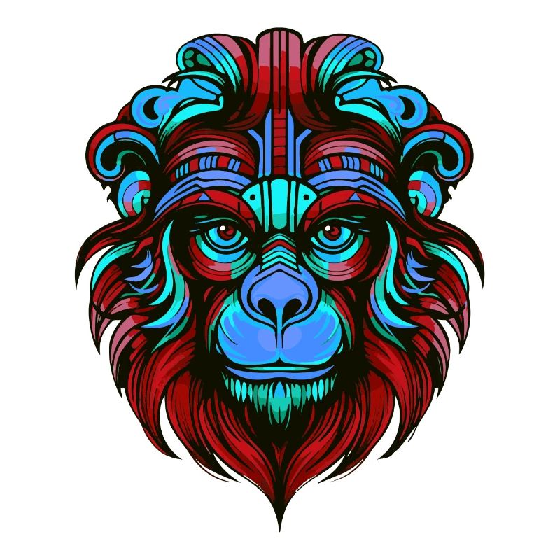 Portrait De Singe Coloré