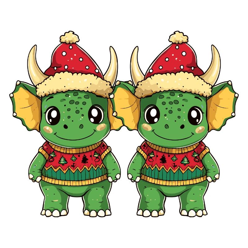 Équipe de Noël Dinosaure Tricératops
