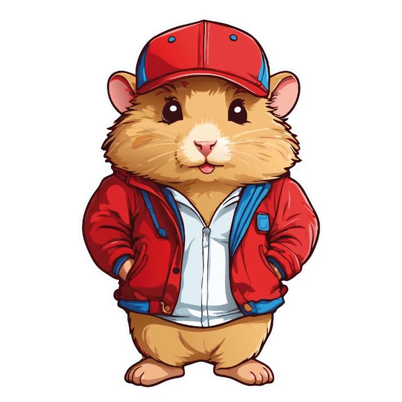 Süßer Goldhamster mit Jacke und Kappe