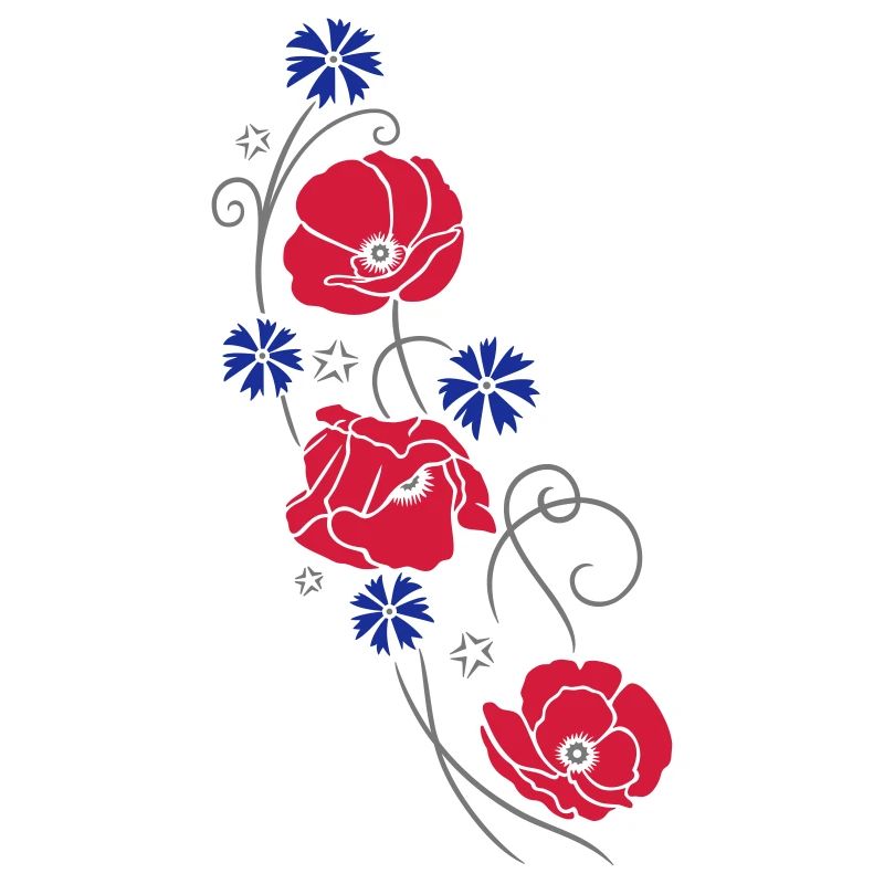 Poppies and cornflowers. Summer design.