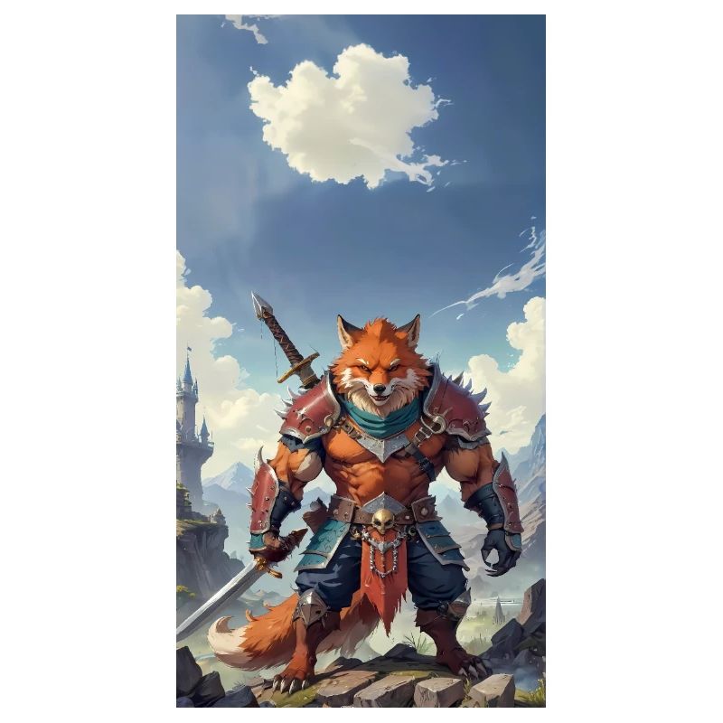 A monstrous behemoth beast a red fox as fantasy