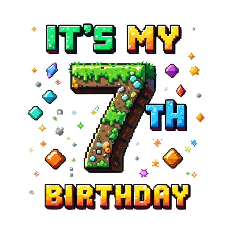 7e anniversaire Enfants Pixel