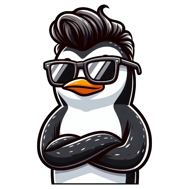 Pingouin cool avec lunettes de soleil dessin animé