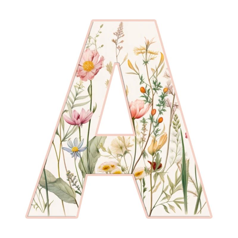 Buchstabe A, Monogramm, Blumenmuster