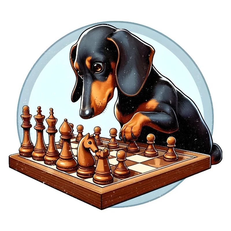Dackel spielt Schach