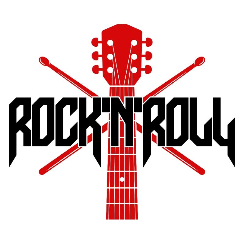 Rocknroll Guitar and Drumsticks Emblem