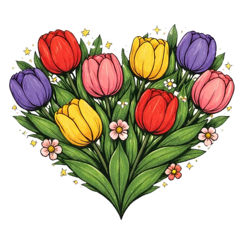 Regenbogen-Tulpen-Herzstrauß