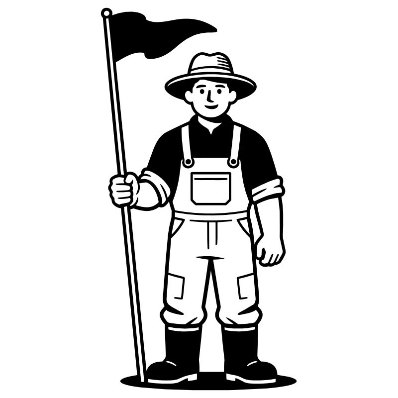 Fermier avec drapeau