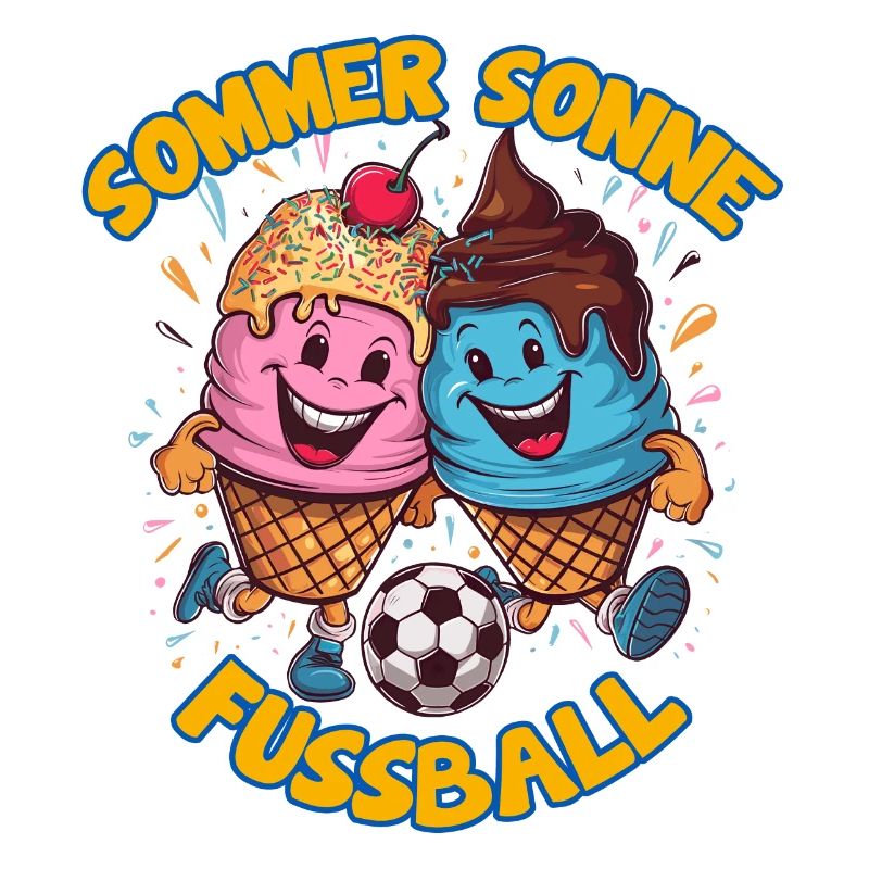 Soleil d’été Soccer Rire Coups de pied Cornets de crème glacée