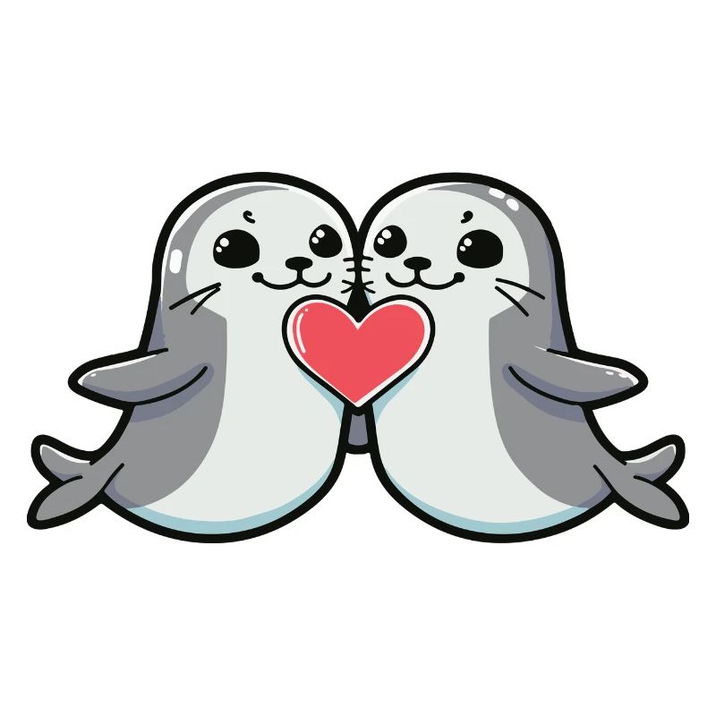 Couple de phoques Saint-Valentin