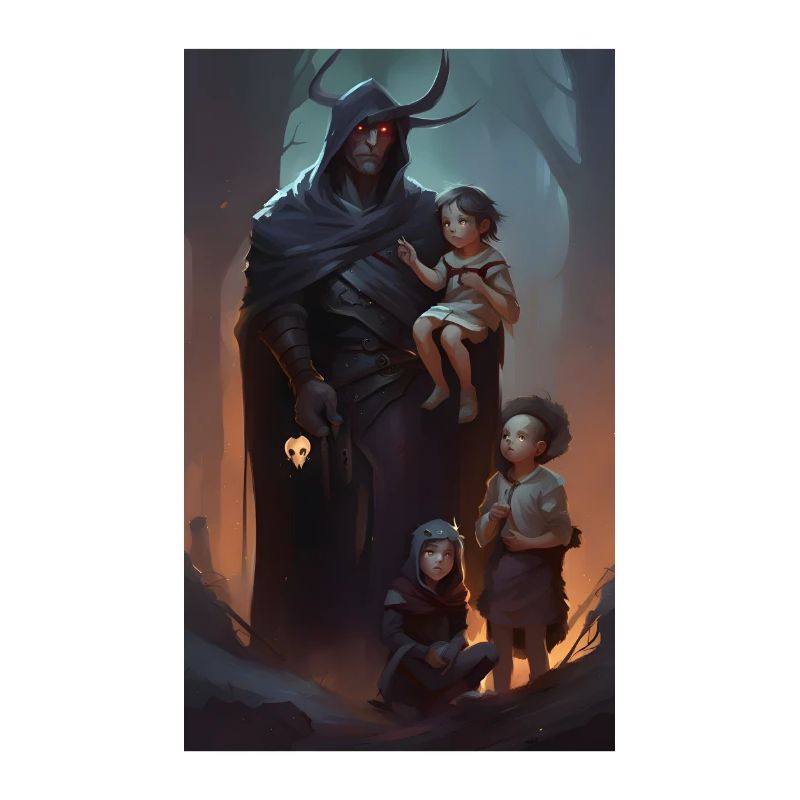 Mittelalterliche Fantasy bewachende Vaterszene