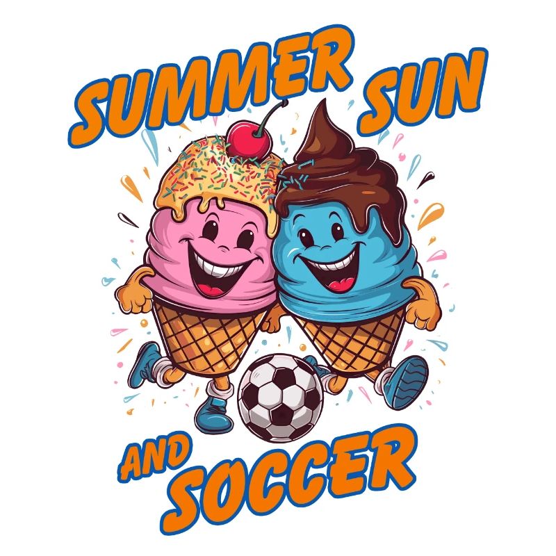 Soleil d’été Soccer Rire Coups de pied Cornets de crème glacée