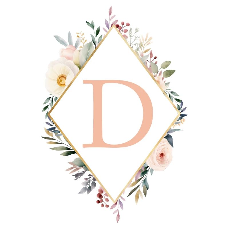 D Monogramm , Floral, Boho