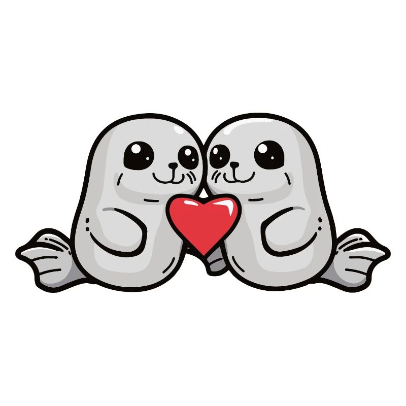 Couple de phoques Saint-Valentin