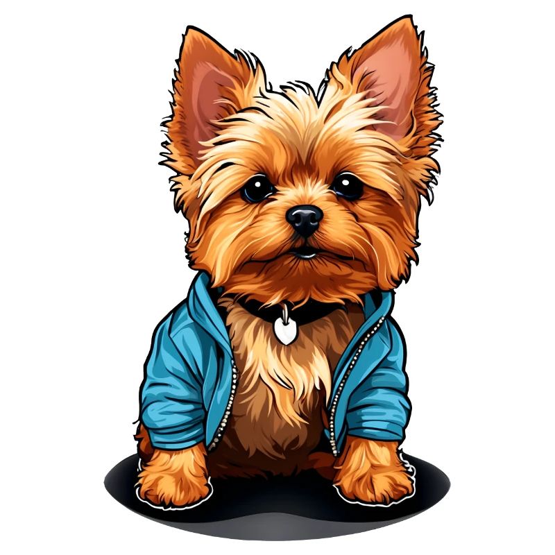 Mignon Yorkie Yorkshire Terrier en look décontracté