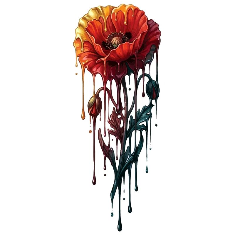 Mohnblume mit farbenfroher, tropfender Farbe