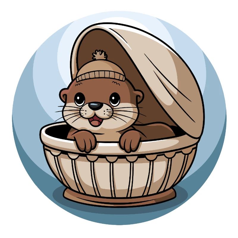 Mignon bébé loutre dans un lit bébé