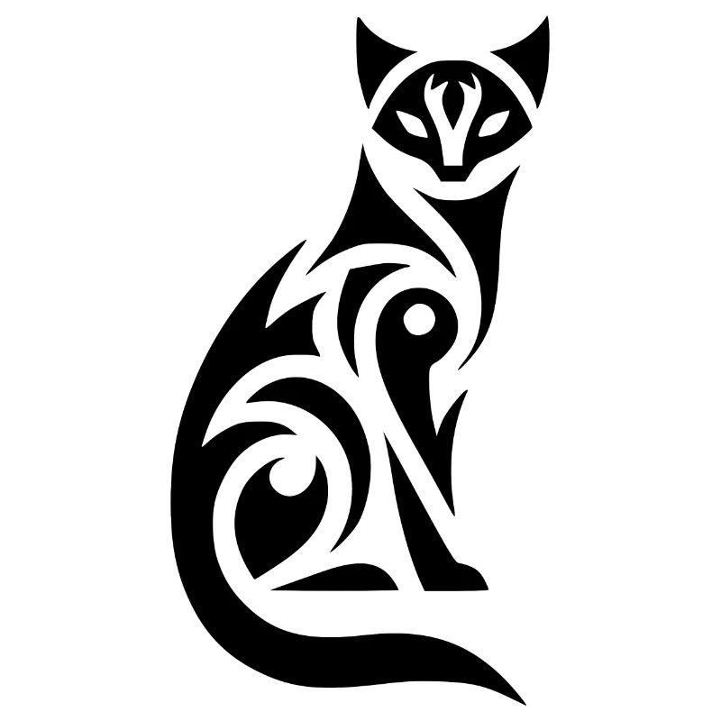 Cats illustration with tribal patterns