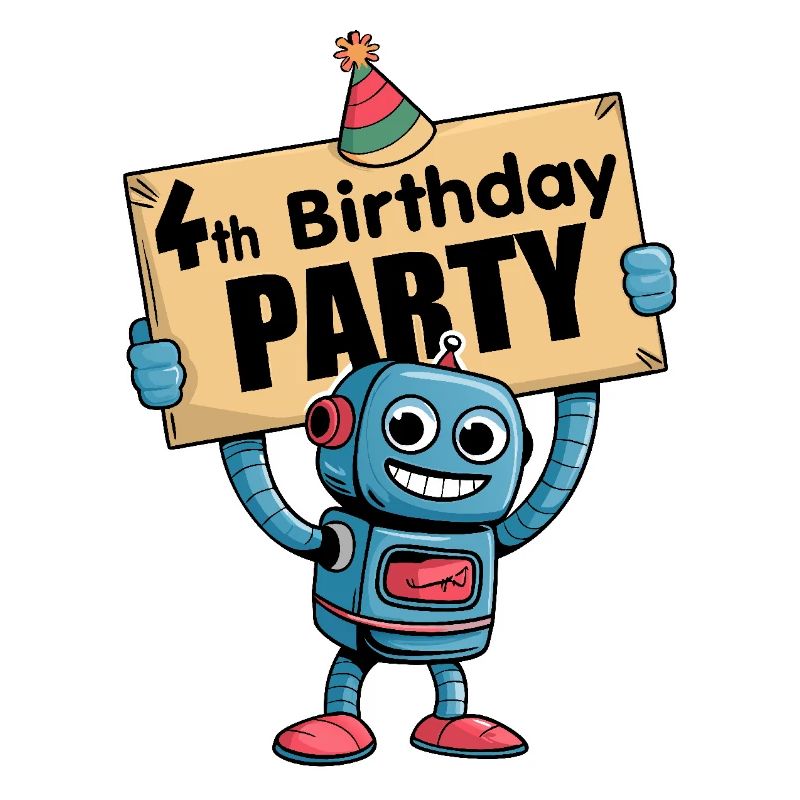 Ich bin 4 Jahre vierter Geburtstag mit Roboter