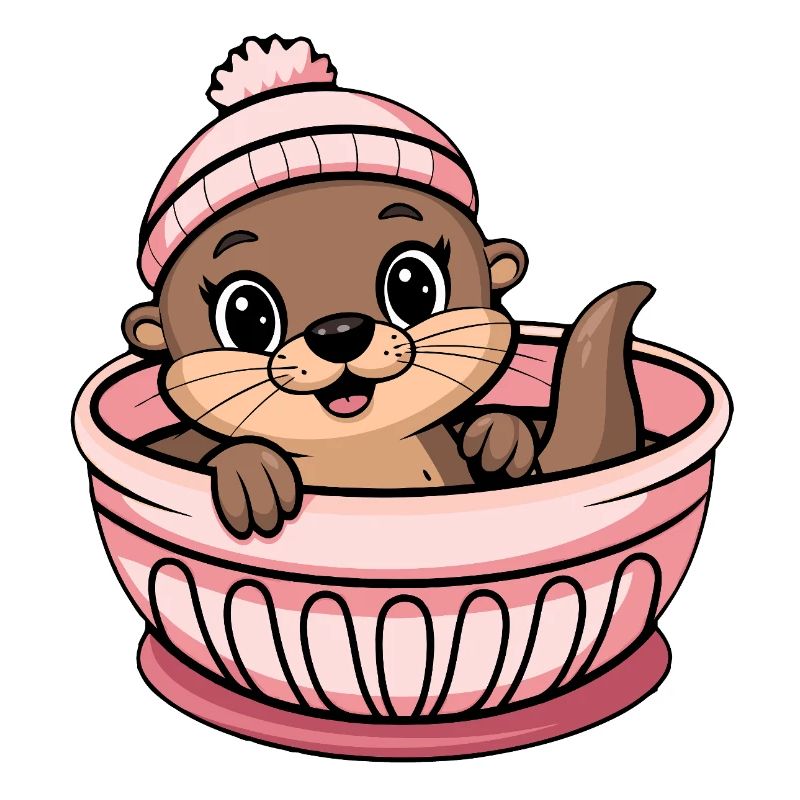 Mignon bébé loutre dans un lit bébé