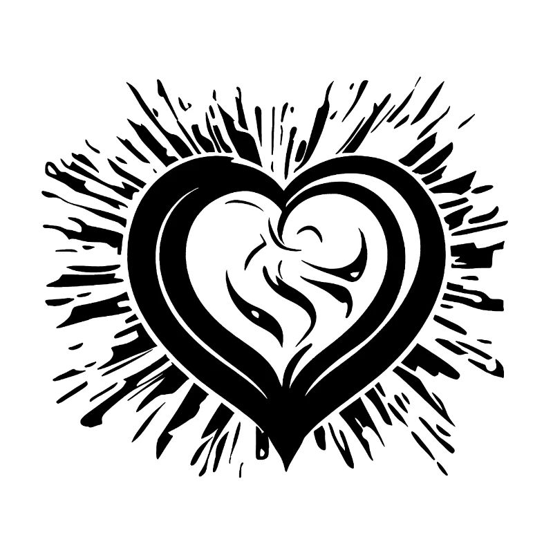 Curved heart with rays