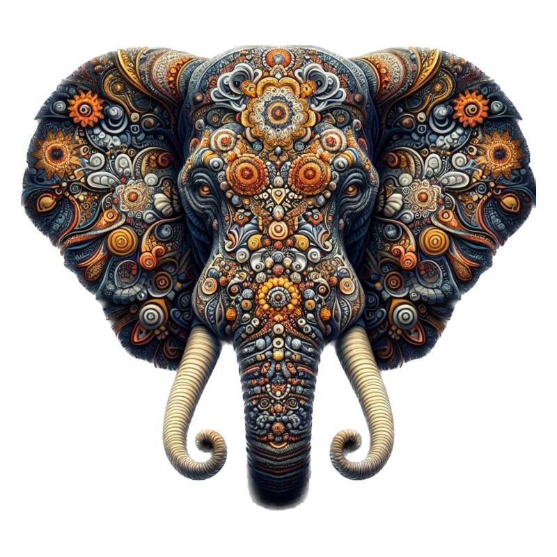 Elephant decorated in mosaic style