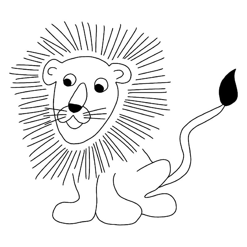 Lion - graphic in black and white