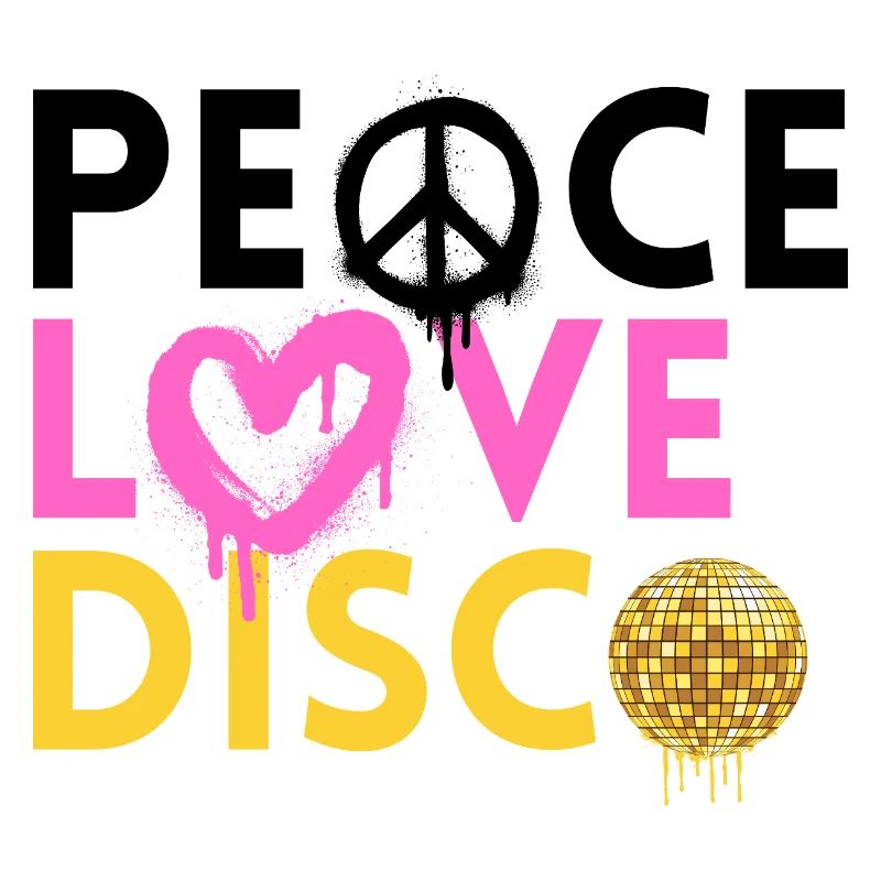 Peace Love Disco Neon Retro Art