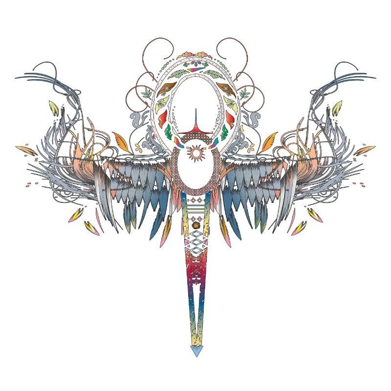 Magic Ankh Symbol with Wings and Ornaments