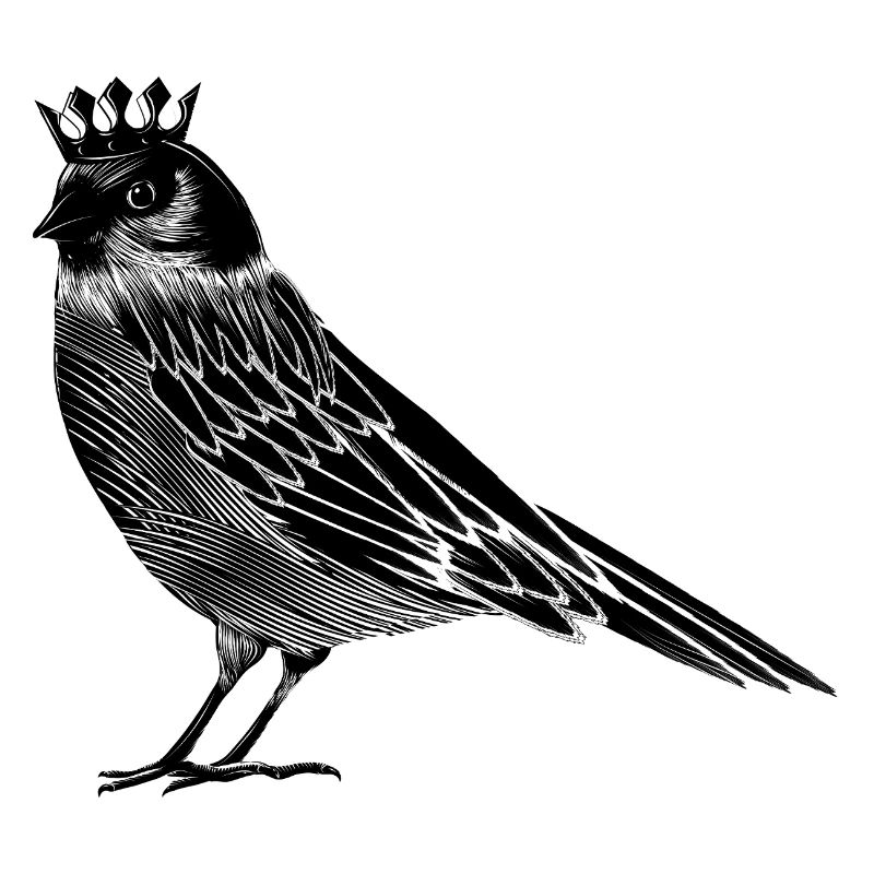 Vogel mit Krone – elegantes Line Art Motiv