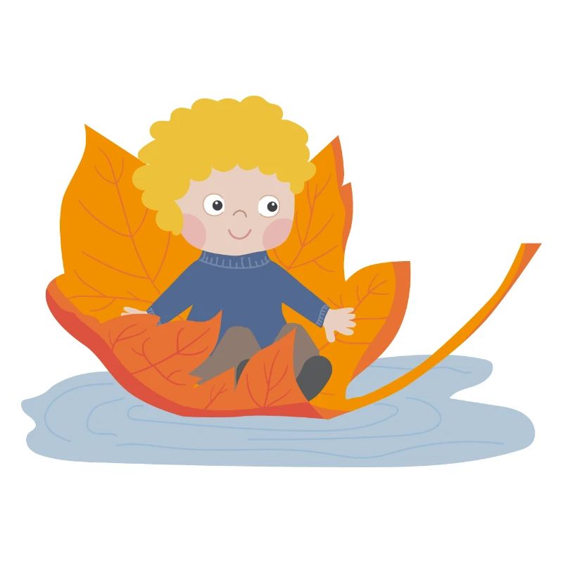 Child sailing on a leaf