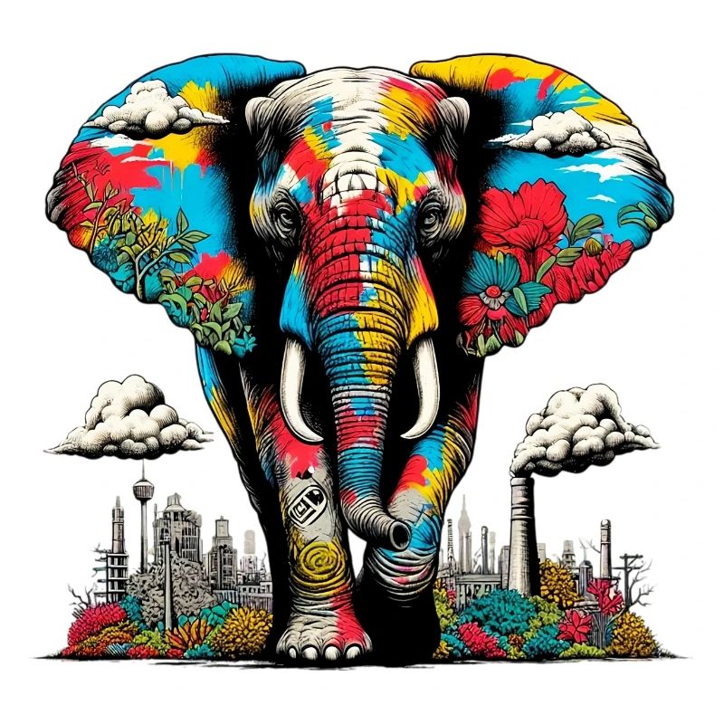 Éléphant dans un paysage urbain de métropole