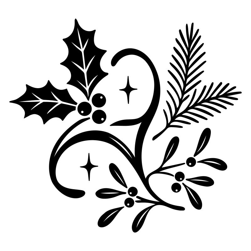Yule mystique avec gui, sapin et houx