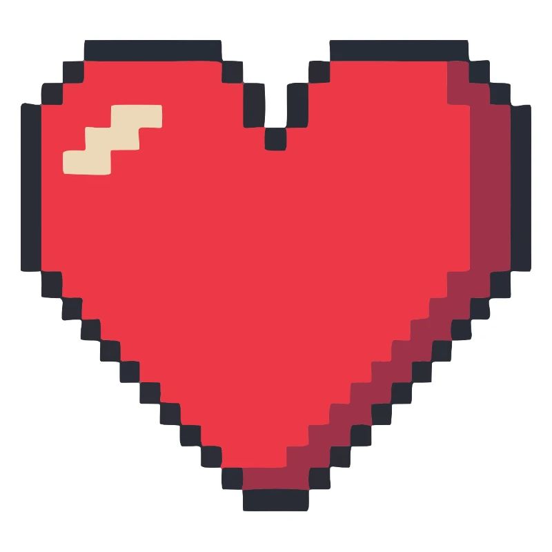 Cœur rouge pixel art rétro 8 bits