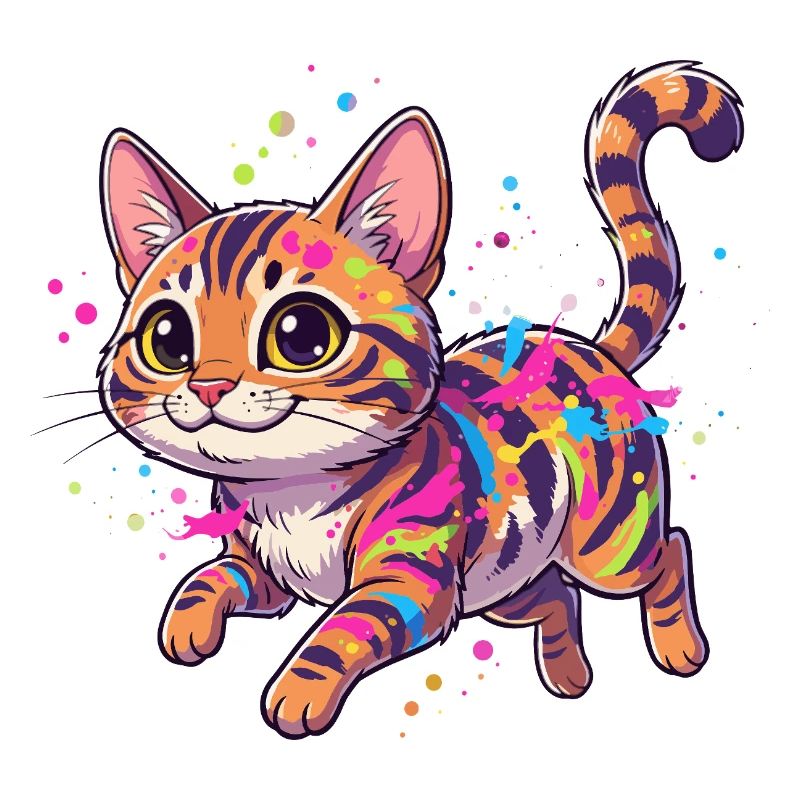 Art coloré éclaboussé de chats