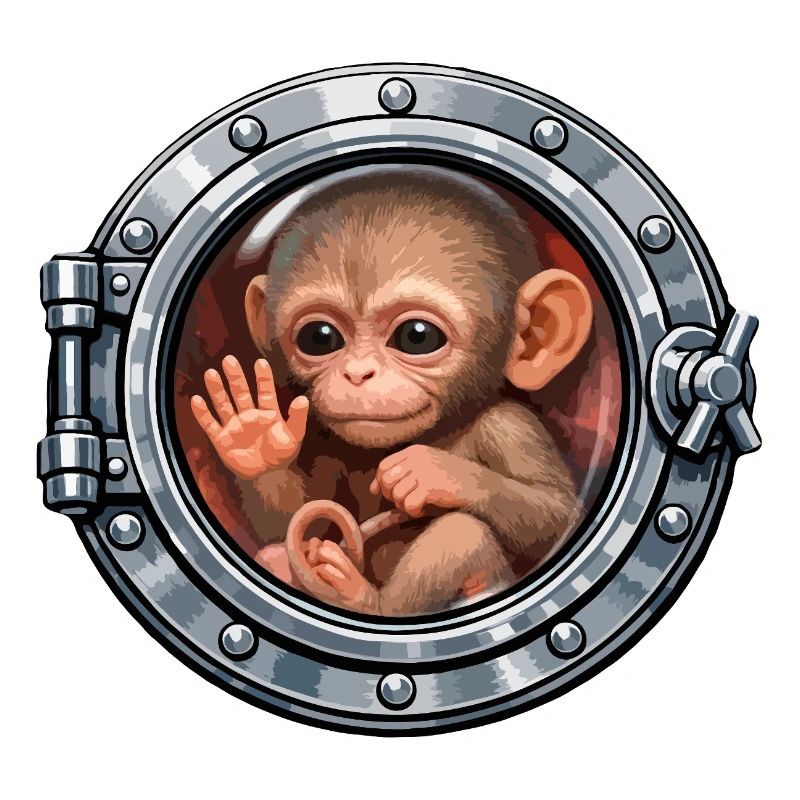 Bébé singe dans la trappe métallique