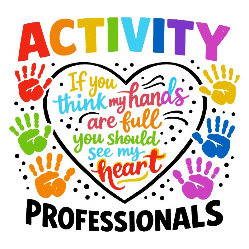 Activity Professionals Herz Bunte Handabdrücke Des