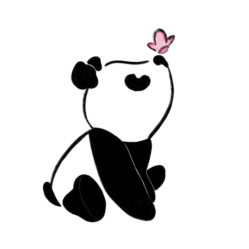 Panda avec papillon – Motif d’animal mignon