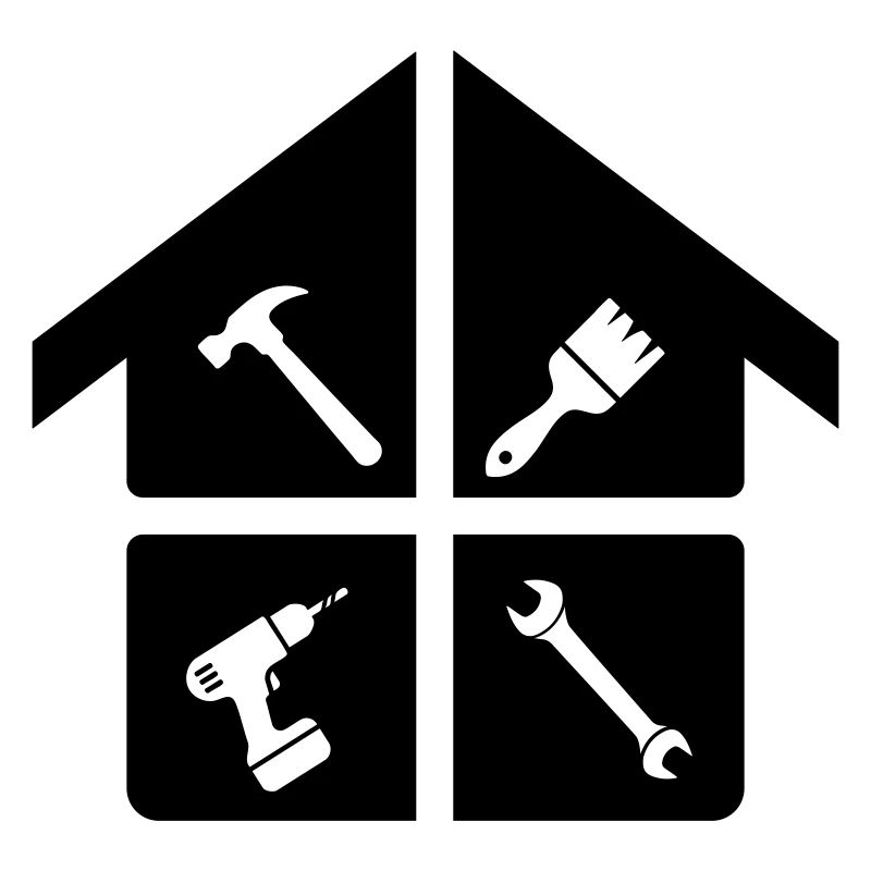 Logo de l’artisan – marteau, perceuse et brosse