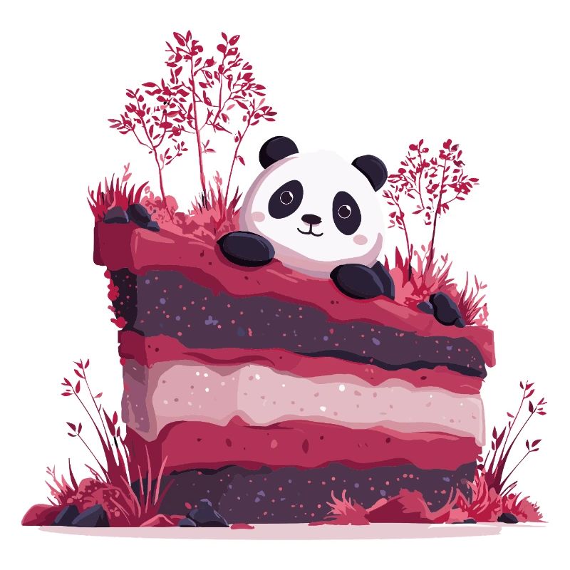 Panda on pink kitchen forest