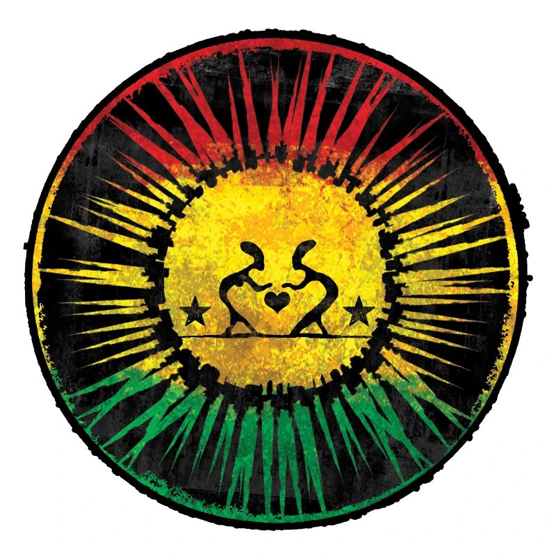 Design rastafari de cœur et de soleil